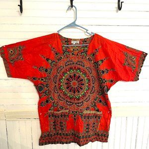 Vintage Orange Dashiki / Hippie Festival Shirt / Tunic Boho Burning Man Festival